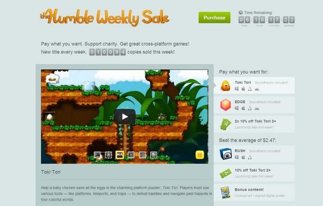 Kolejna edycja Humble Weekly Sale to wybrane gry studia Two Tribes - The Humble Weekly Sale z grami Two Tribes (Toki Tori, Edge, Rush) - wiadomość - 2013-07-05