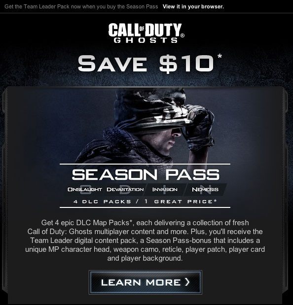 Call of Duty: Ghosts – zawartość Season Pass.