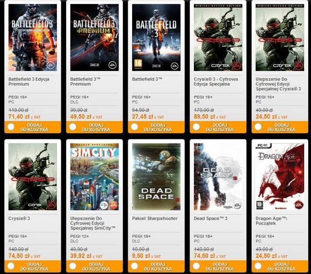 Kilka przykładowych pozycji ze sklepu EA Origin - Promocje w sklepie EA Origin z okazji targów E3 2013 - wiadomość - 2013-06-13