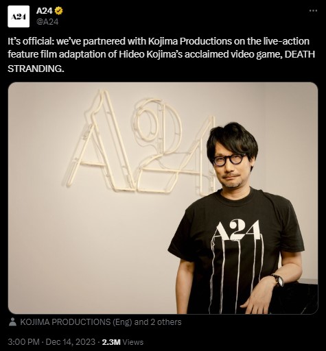 Nadchodzi aktorska adaptacja Death Stranding. Hideo Kojima łączy siły z prestiżowym studiem A24 - ilustracja #1