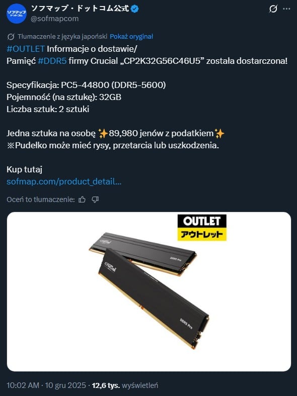 Źródło: X: @sofmapcom