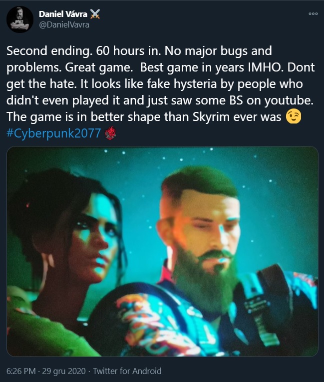 Cyberpunk 2077 w lepszym stanie niż Skyrim; twórca Kingdom Come chwali grę - ilustracja #1