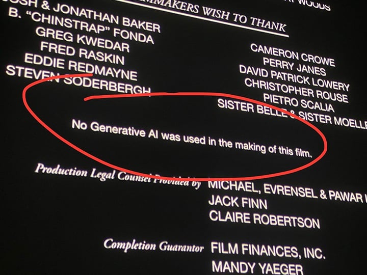 @beckandwoods na X - W napisach końcowych filmów coraz częściej zaczyna pojawiać się komunikat: „Nie wykorzystano sztucznej inteligencji” - wiadomość - 2025-10-30
