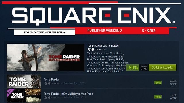 W weekendowej promocji na Steamie zniżek doczekały się gry z katalogu firmy Square Enix - Tomb Raider, Deus Ex, Final Fantasy i inne serie Square Enix w promocji na Steamie - wiadomość - 2015-02-06