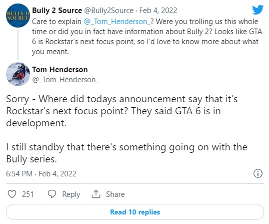 Rockstar może wydać Bully 2 przed GTA 6 według Toma Hendersona - ilustracja #1