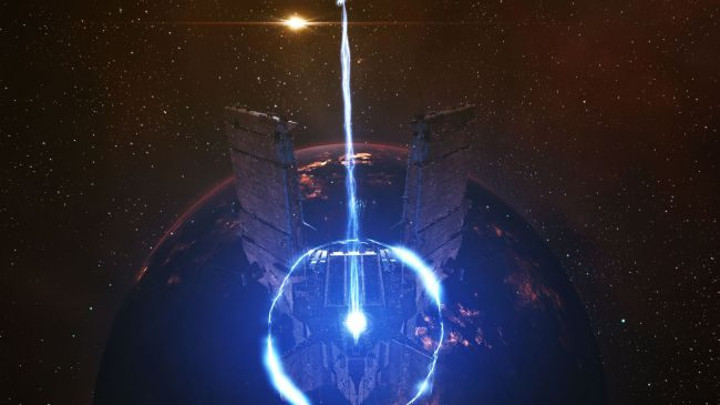 Stacja Keepstar, czyli Gwiazda Śmierci. To ona jest punktem zapalnym całej potyczki. - Kolejny rekord EVE Online pobity – batalia tytanów o „Gwiazdę Śmierci” - wiadomość - 2018-08-03