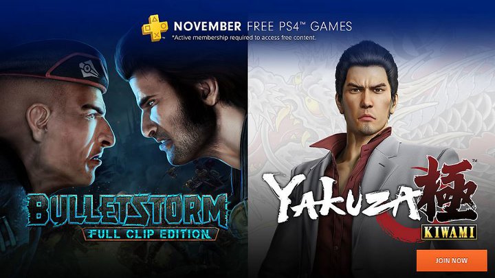 Listopadowa oferta PS Plus zapowiada się całkiem interesująco. - Yakuza Kiwami i Bulletstorm Full Clip Edition w listopadowej ofercie PS Plus - wiadomość - 2018-10-04