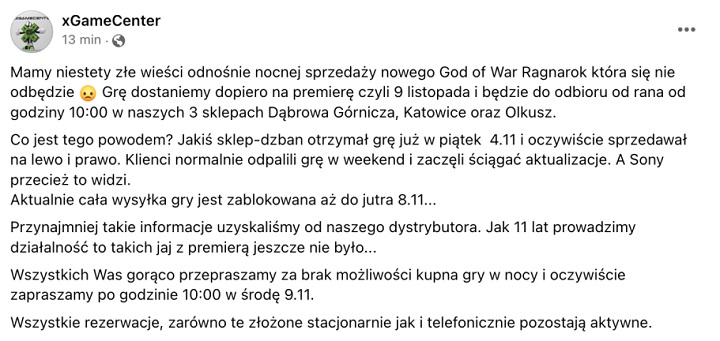 Pośpiech sprzedawców mógł udaremnić nocną premierę GoW Ragnarok w Polsce - ilustracja #1