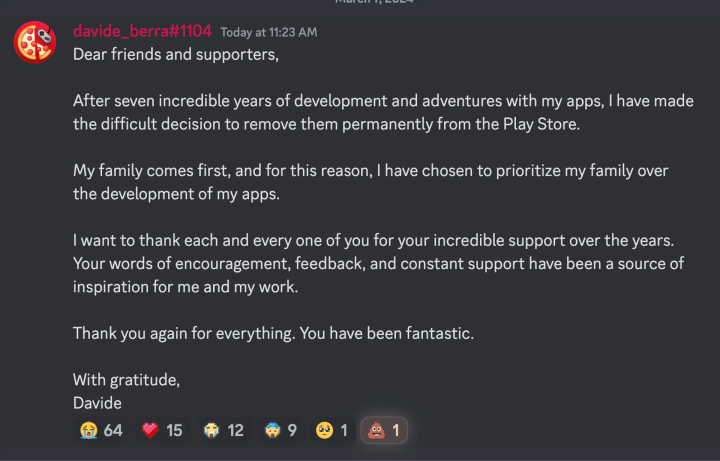 Zrzut ekranu wiadomości przesłanej na kanał Discord | Źródło: Emma Roth / The Verge