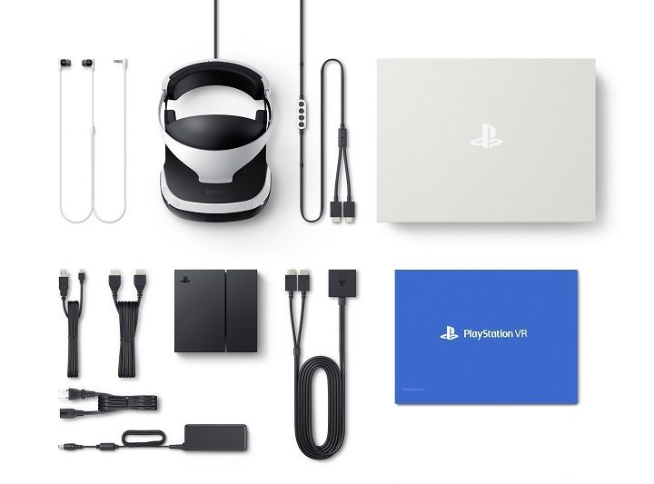 Zawartość pudełka z PlayStation VR. - PlayStation VR debiutuje na rynku wraz z pierwszymi grami - wiadomość - 2016-10-14