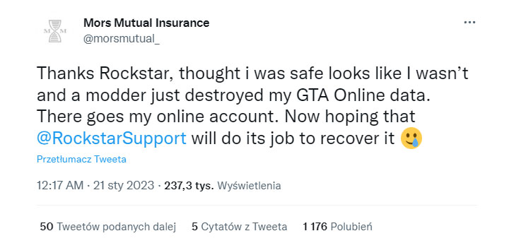 Hakerzy uderzają nowym exploitem w GTA Online, pierwszy przypadek udokumentowany [Aktualizacja: stanowisko Rockstar Games] - ilustracja #1