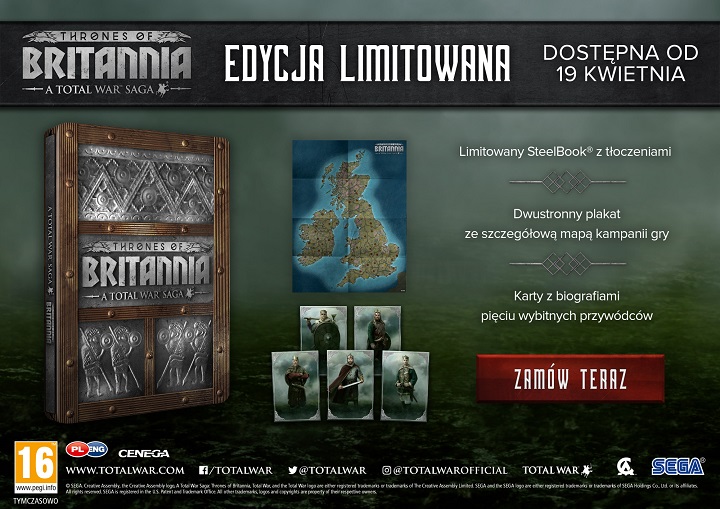 Zawartość edycji limitowanej gry Total War Saga: Thrones of Britannia. - Total War Saga Thrones of Britannia - data premiery i wymagania sprzętowe - wiadomość - 2018-02-01