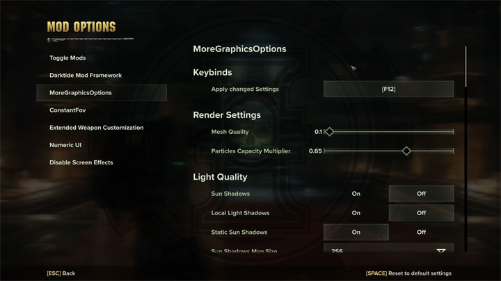 Warhammer 40,000: Darktide mod More Graphics Options v.1.0.0.5