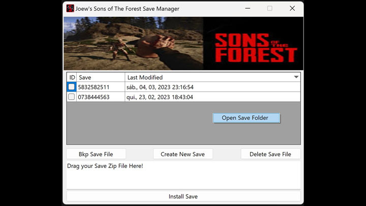 Sons of the Forest mod Joew's Save Manager  v.1.0