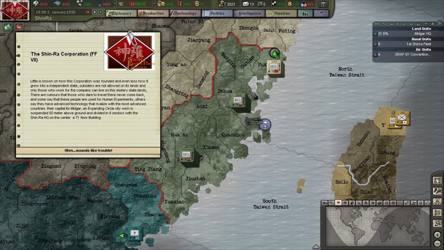 Hearts of Iron III: Their Finest Hour mod Shinra Alternate History Mod v.0.3
