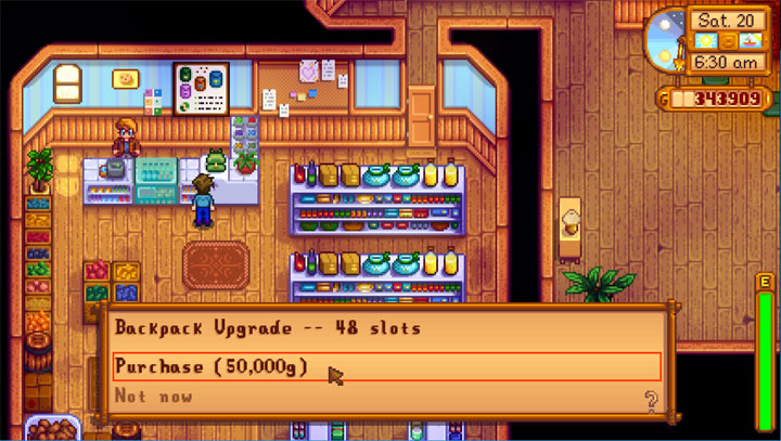 Stardew Valley mod Bigger Backpack v.5.0