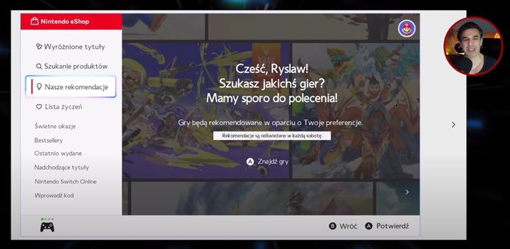 Jedna z wizualizacji polskiego interfejsu Nintendo Switcha 2, przygotowana przez Ryszarda Chojnowskiego. Źródło: Ryslaw / YouTube. - Polskie menu w Nintendo Switch. Sprawdzamy też, czy można liczyć na polski język w Switchu 2 - wiadomość - 2025-05-07
