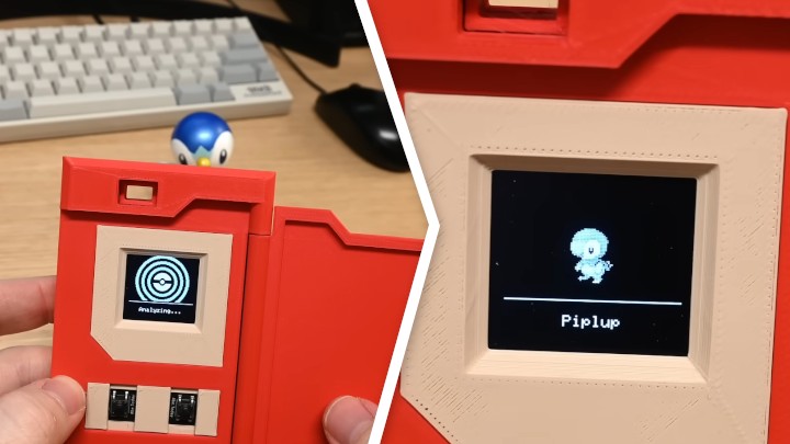 Amatorski Pokedex rozpoznaje figurki Pokemonów i komunikuje o tym fakcie głosowo. Źródło: abe's projects / YouTube - Fan Pokemonów stworzył Pokedex na drukarce 3D, który naprawdę działa i rozpoznaje stworki - wiadomość - 2024-02-13