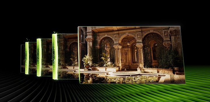 Artystyczna wizualizacja działania funkcji DLSS. Źródło: Nvidia. - Karty graficzne w 2025 roku. Ranking wydajności i hierarchia 38 najważniejszych GPU - wiadomość - 2025-05-27