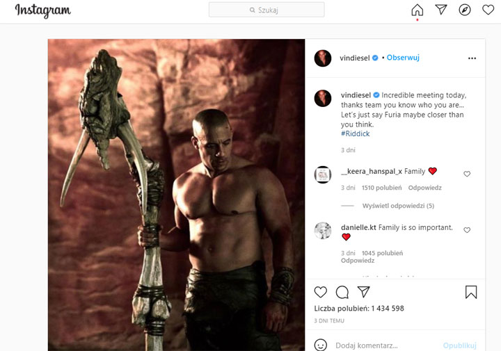 Vin Diesel daje fanom nadzieję, że zobaczą film Riddick 4: Furya - ilustracja #1