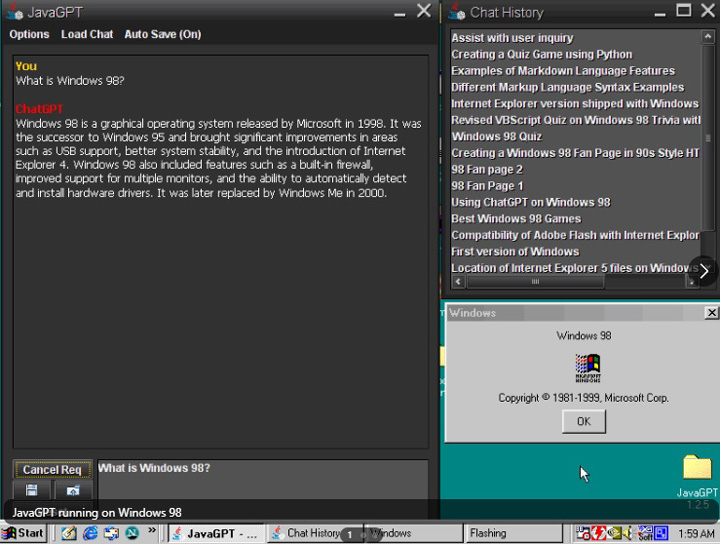 ChatGPT działa na Windows 98 i XP dzięki sprytnej aplikacji - ilustracja #1