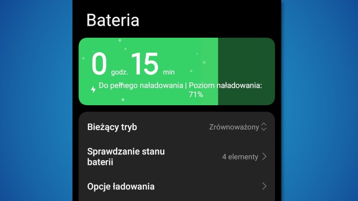 HyperOS 2 pokazuje szacunkowy czas ładowania w opcjach baterii. Źródło: autor - iOS 26 nadrobi zaległości? Apple ma wprowadzić funkcję baterii, którą Androidy mają od dawna - wiadomość - 2025-05-30