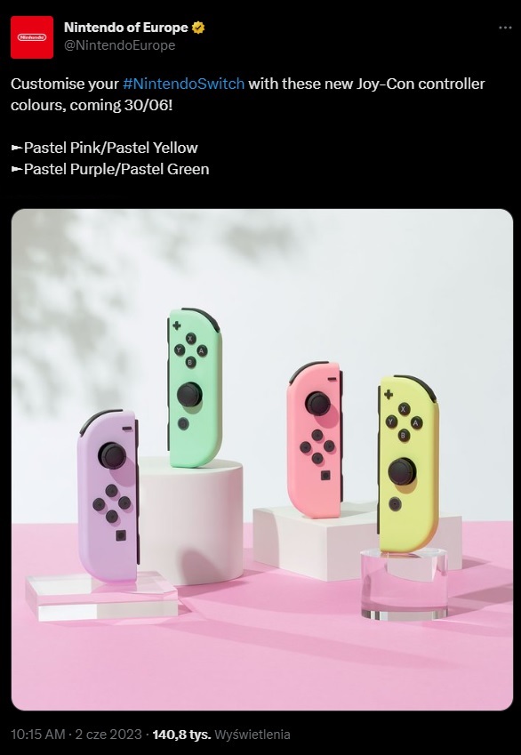 Stylowe kolory w sam raz na lato, Nintendo prezentuje nowe Joy-Cony - ilustracja #1