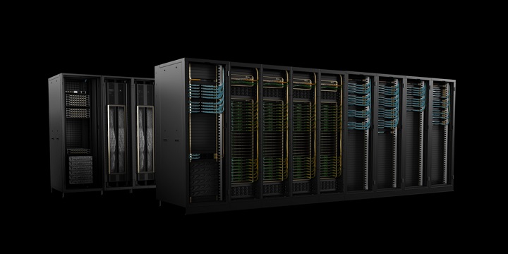 Nowe serwery NVIDIA GB200 NVL72. Źródło: Nvidia. - Nvidia zaprezentowała nową generację układów Blackwell do obsługi AI - wiadomość - 2024-03-19