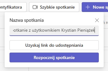 Microsoft Teams pozwala nam zorganizować prywatne spotkanie... z nami samymi. Źródło: Microsoft Teams.