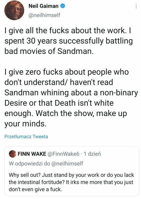 Neil Gaiman komentuje kontrowersje wokół obsady Sandmana Netflixa - ilustracja #1