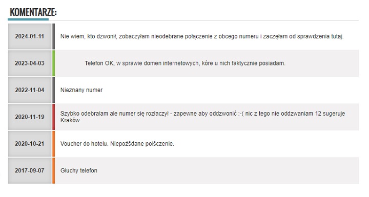 Komentarze użytkowników internetowych baz numerów telefonów często są źródłem cennych informacji. Źródło: nieznany-numer.pl. - Jak za darmo sprawdzić właściciela numeru telefonu? - wiadomość - 2024-04-17