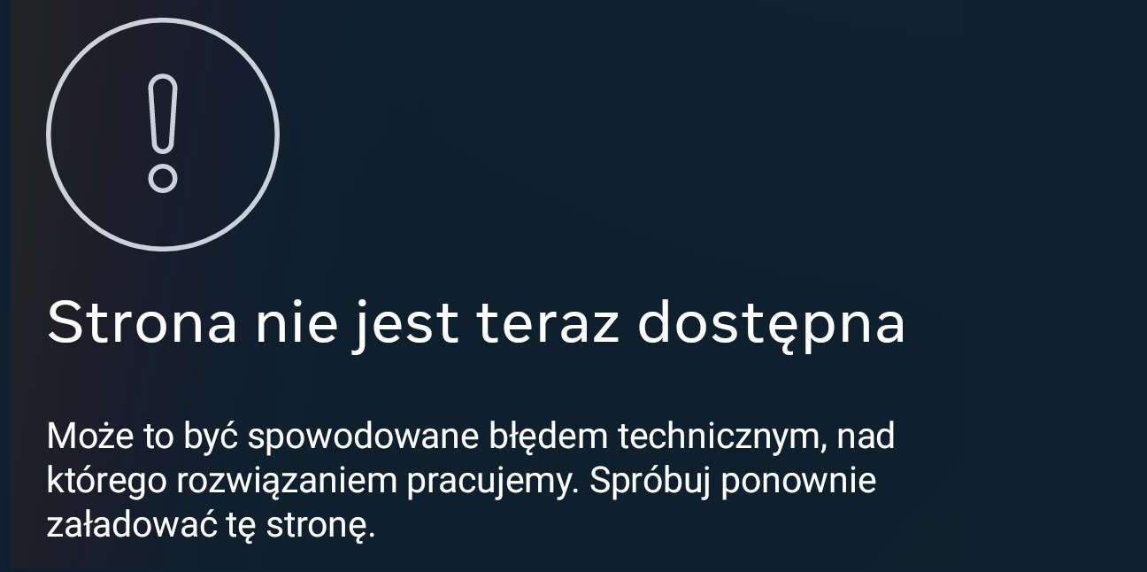 Komunikat pojawiający się przy próbie logowania. Źródło: własne. - Nagła awaria Facebooka, Messengera i Instagrama. Dziesiątki tysięcy ludzi nie może zalogować się do swoich kont - wiadomość - 2024-03-05