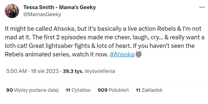 Nowy serial Star Wars jest chwalony w pierwszych opiniach. Ahsoka ma być obiecującą kontynuacją Rebeliantów - ilustracja #2