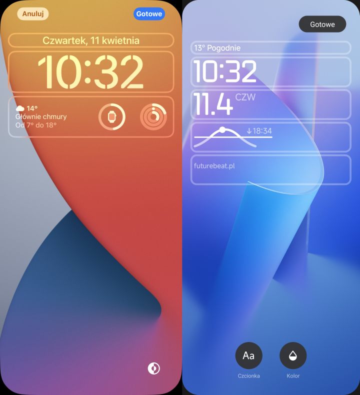 Pewne inspiracje iOS-em widoczne są gołym okiem, chociażby w menu ekranu blokady. Po lewej iOS, po prawej HyperOS. - Zainstalowałem HyperOS na swoim telefonie i poza jedną funkcją nie widzę większej różnicy - wiadomość - 2024-04-12