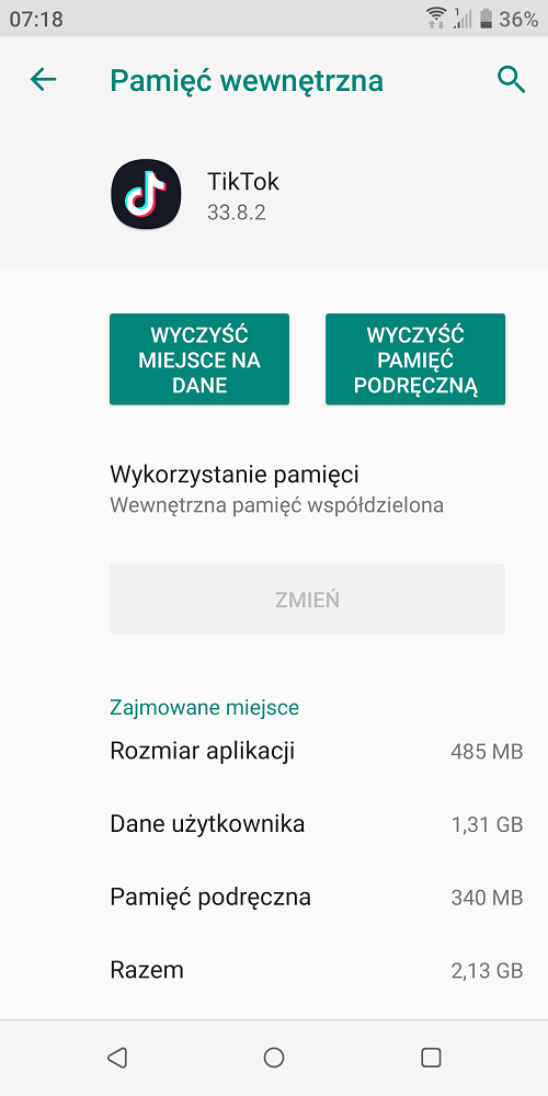 Czyszczenie danych aplikacji to dobry sposób na zaoszczędzenie miejsca w pamięci telefonu. Źródło: własne.