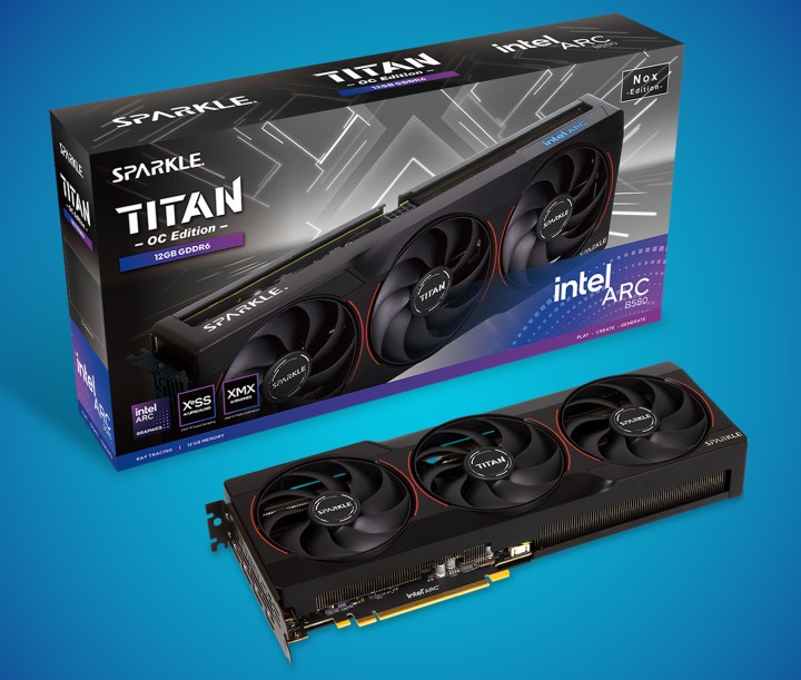 B580 TITAN NOX Edition od Sparkle. Źródło: Sparkle - Dawid i Goliat od Intela - wydajny Arc B580 TITAN NOX od Sparkle, oraz potężny Arc Pro B60 Dual z 48 GB VRAM - wiadomość - 2025-08-25