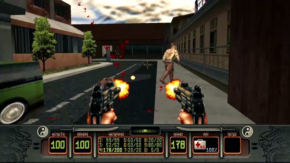 arme double uzi dans jeu fps shadow warrior sur PC en 1997