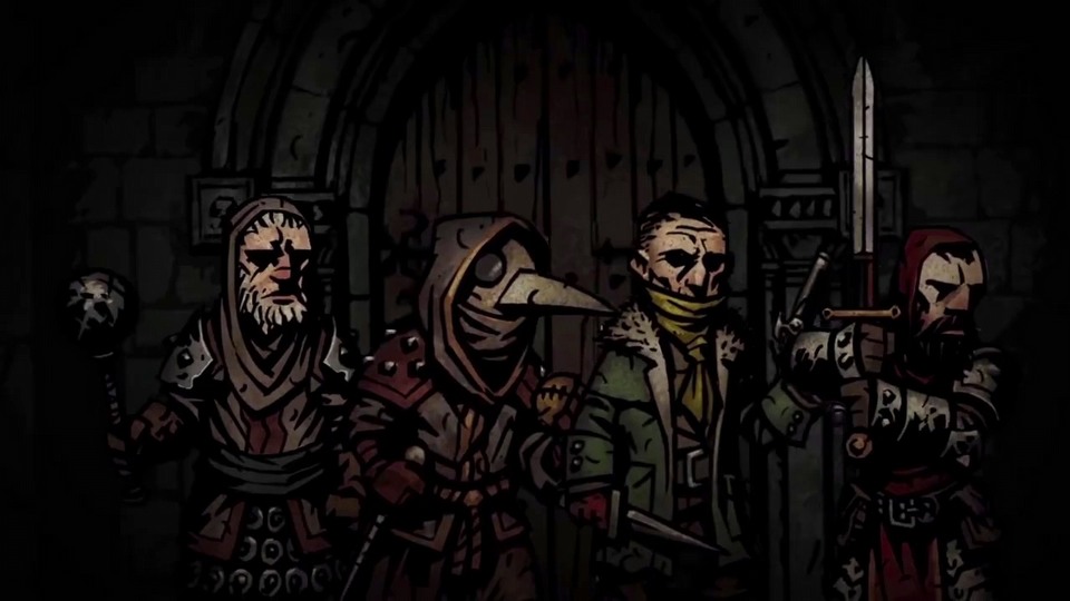 Zwiastun gry Darkest Dungeon, ponurej produkcji RPG z turowym systemem walk...