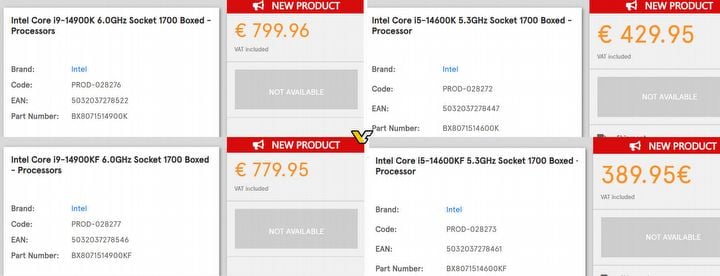 ¿Los procesadores Intel Core i9-14900K e i5-14600K ya están en las tiendas?  Los precios son astronómicos - Explicación n.° 1