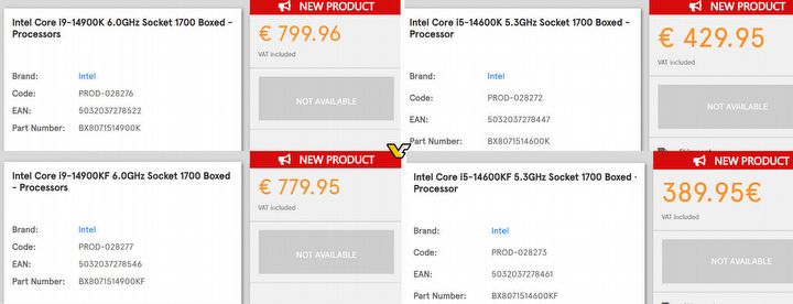 Procesory Intel Core i9-14900K oraz i5-14600K już na sklepowych półkach? Ceny są kosmiczne - ilustracja #1