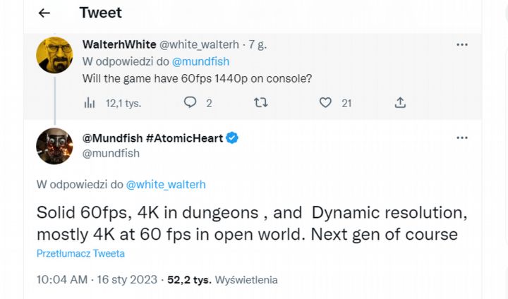 Atomic Heart ma wyciągnąć 60 fps w 4K na PS5 i Xbox Series X - ilustracja #1