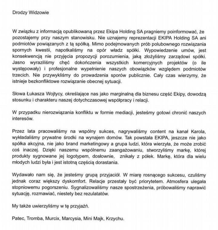 Ekipa rozpada się na naszych oczach; członkowie grupy publikują oświadczenie - ilustracja #1