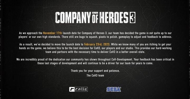 Company of Heroes 3 opóźnione, jeszcze bardziej pogrążyło rok 2022 - ilustracja #1