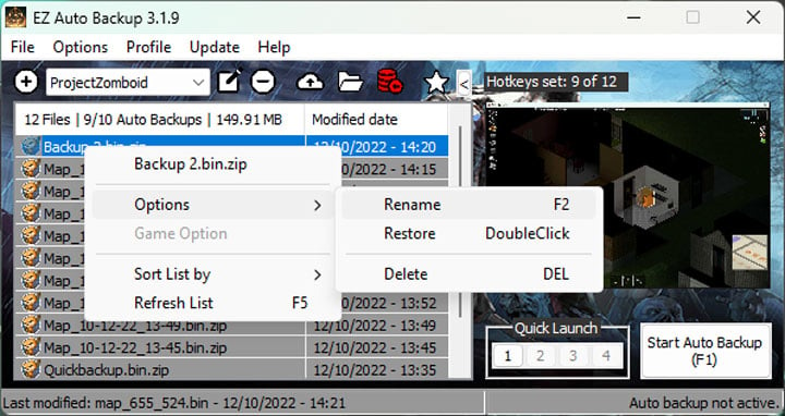 Project Zomboid mod EZ Auto Backup v.3.1.9