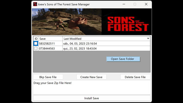 Sons of the Forest mod Joew's Save Manager  v.1.0