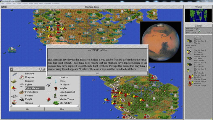Sid Meier's Civilization II mod War Of The Worlds Movie Scenario (MGE) v.6102021