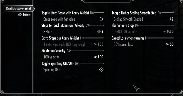 The Elder Scrolls V: Skyrim mod Realistic Movement v.1.5