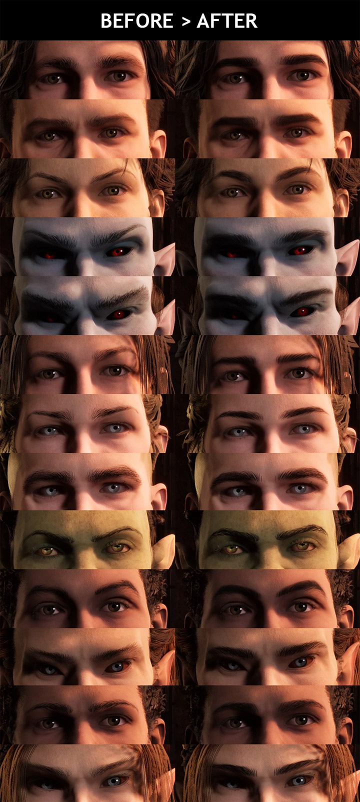 The Elder Scrolls IV: Oblivion Remastered mod Eyebrows Retexture v.1.1