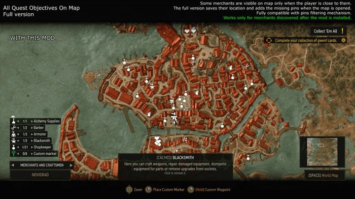 Wiedźmin 3: Dziki Gon mod All Quest Objectives On Map v.1.30.10a