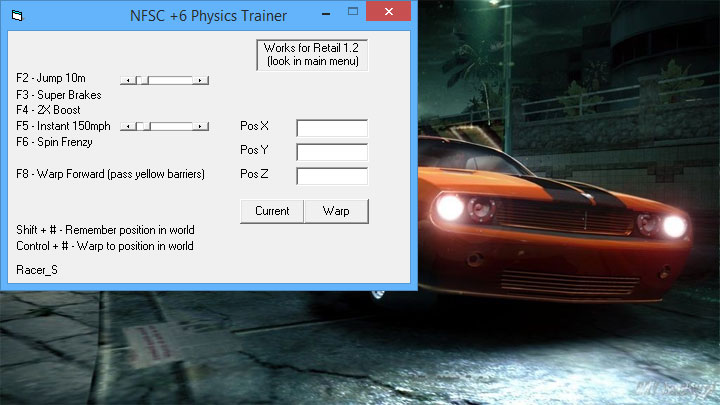 Need for Speed Carbon mod Physics Trainer  v.1.2